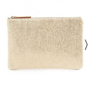 NWOT Monserat De Lucca Gold Metallic Clutch